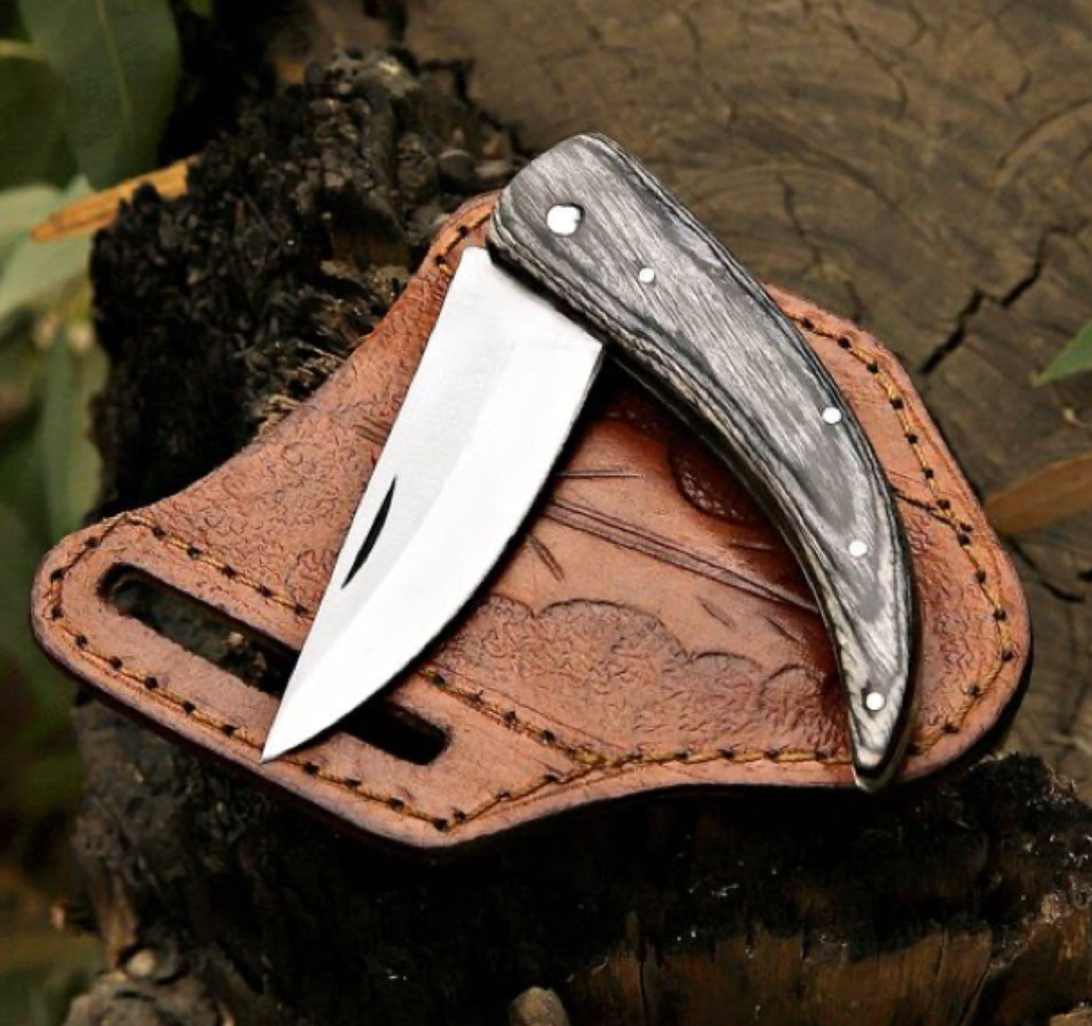 Handmade D2 Steel Folding Pocket Knife – Micarta Handle