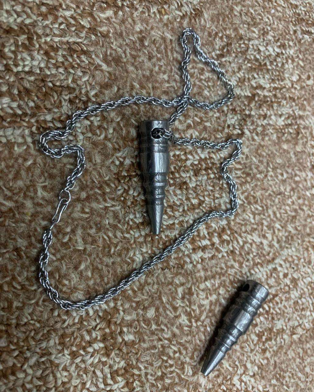 Handmade Damascus Steel Spike Pendant Necklace with Rope Chain