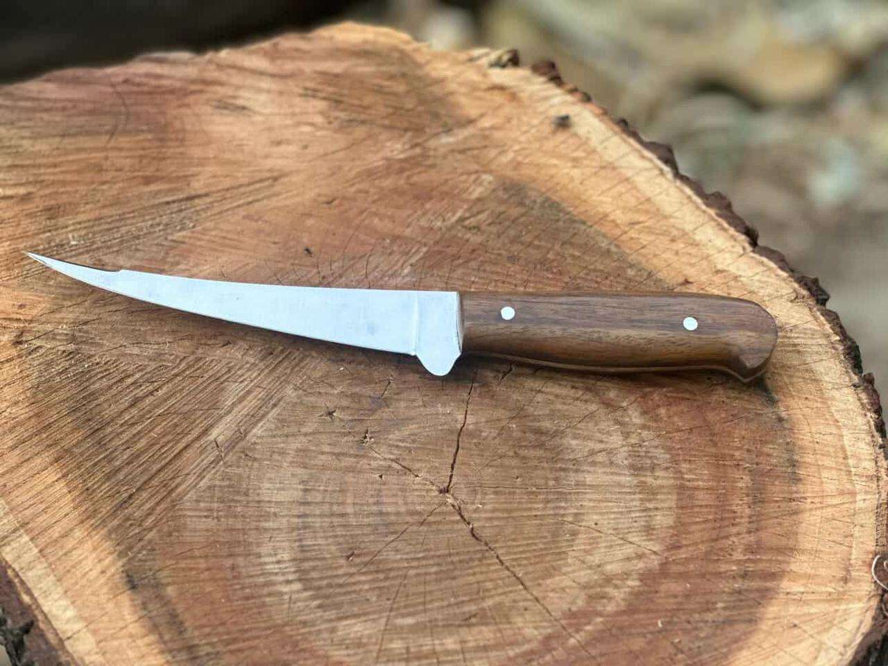 Handcrafted Stainless Steel Fillet Knife with Natural Wood Handle