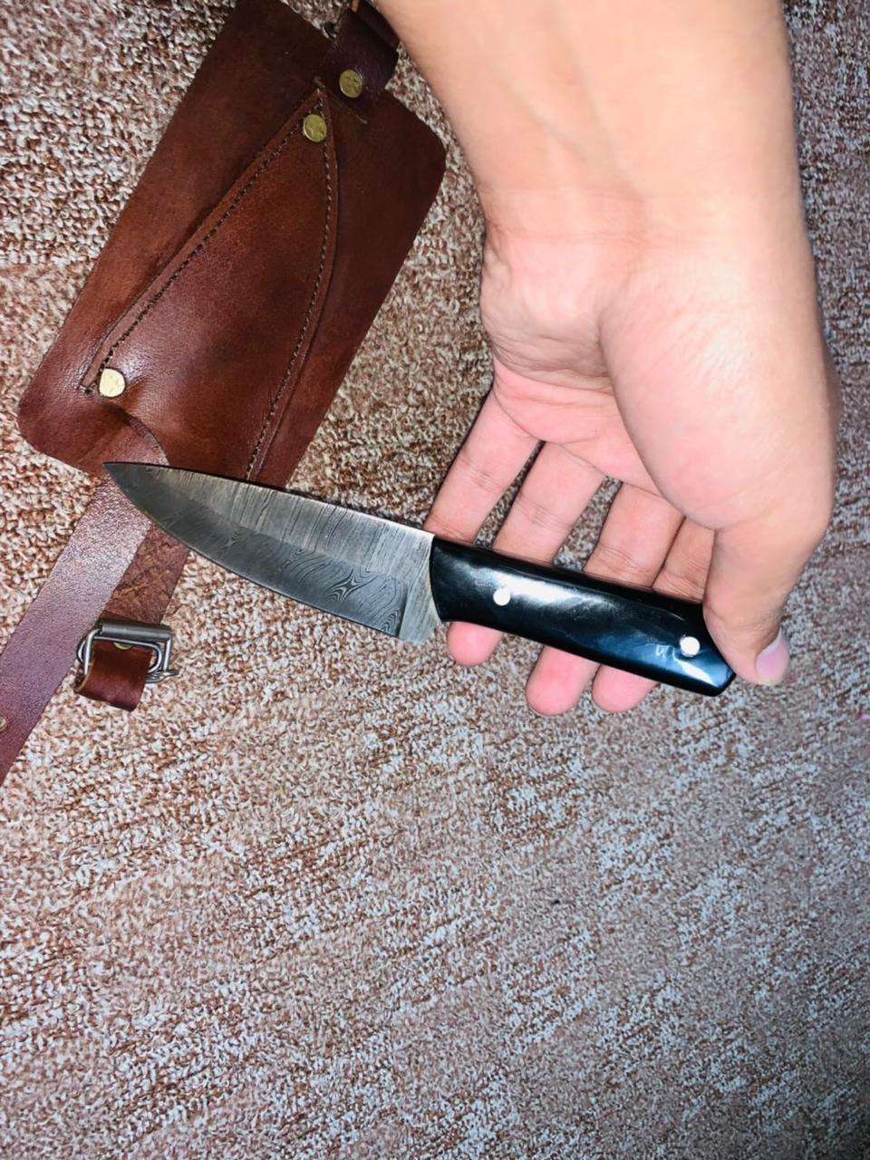 Rugged Full Tang Bushcraft Knife with Custom Leather Sheath