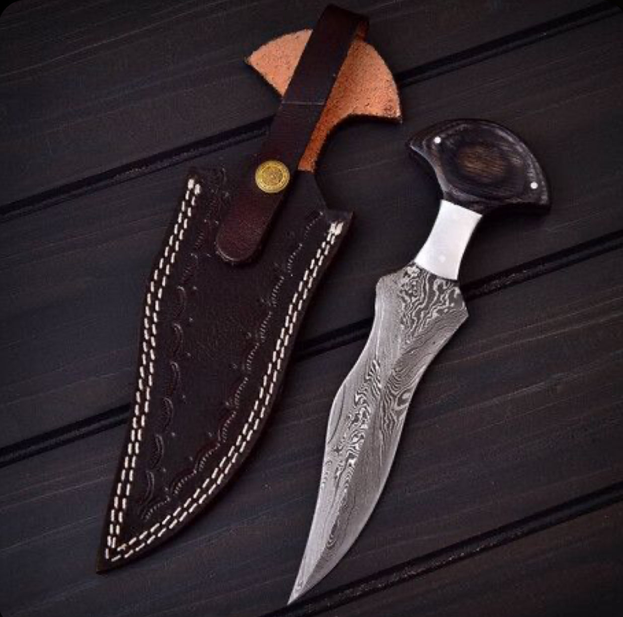 Handmade Damascus Steel Push Dagger