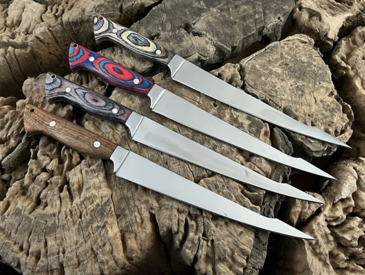 Handmade Damascus Steel Fillet Knives – Set of 4