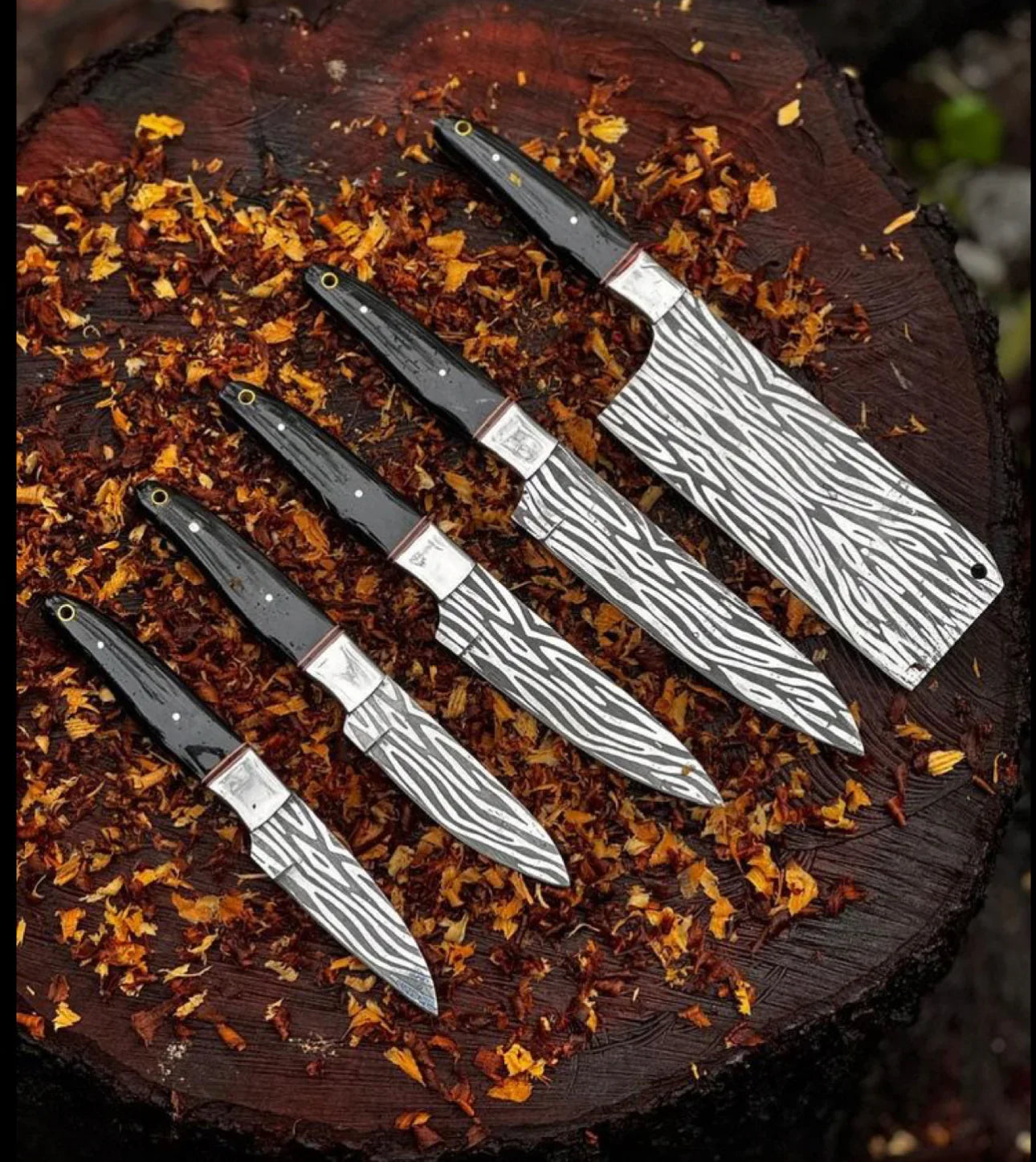 5-Piece Handmade Damascus Steel Kitchen Knives Set – Professional Chef Knives