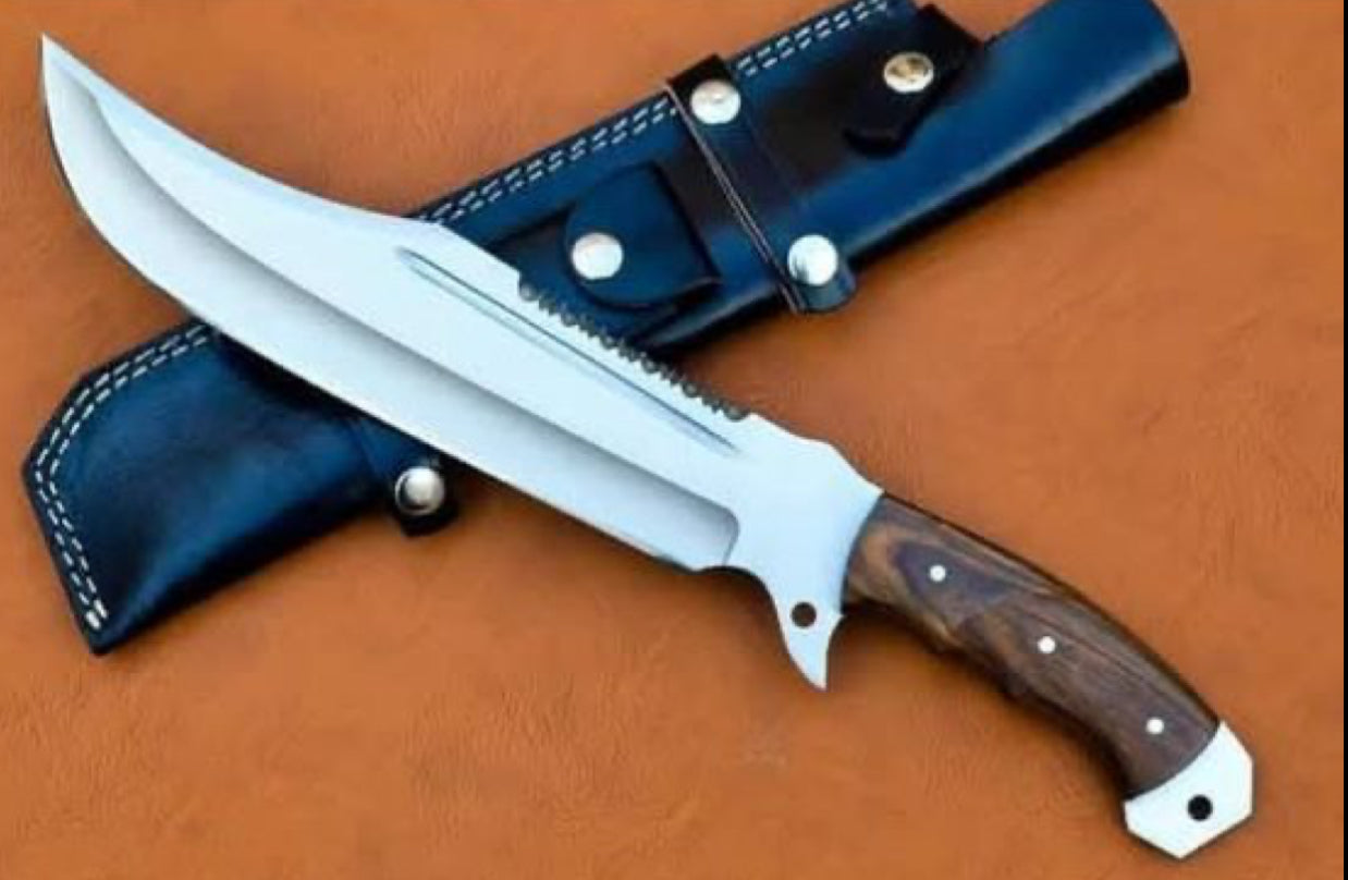 Handmade 15-Inch Bowie Knife – 1095 Steel Blade with Rosewood Handle