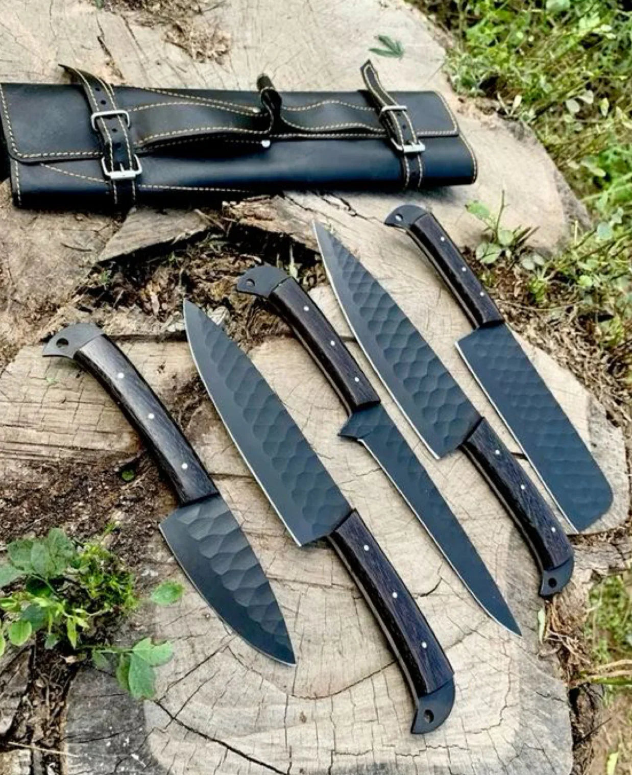 5-Piece Kitchen Knife Set – Black Powder-Coated Blades with Ergonomic Handles