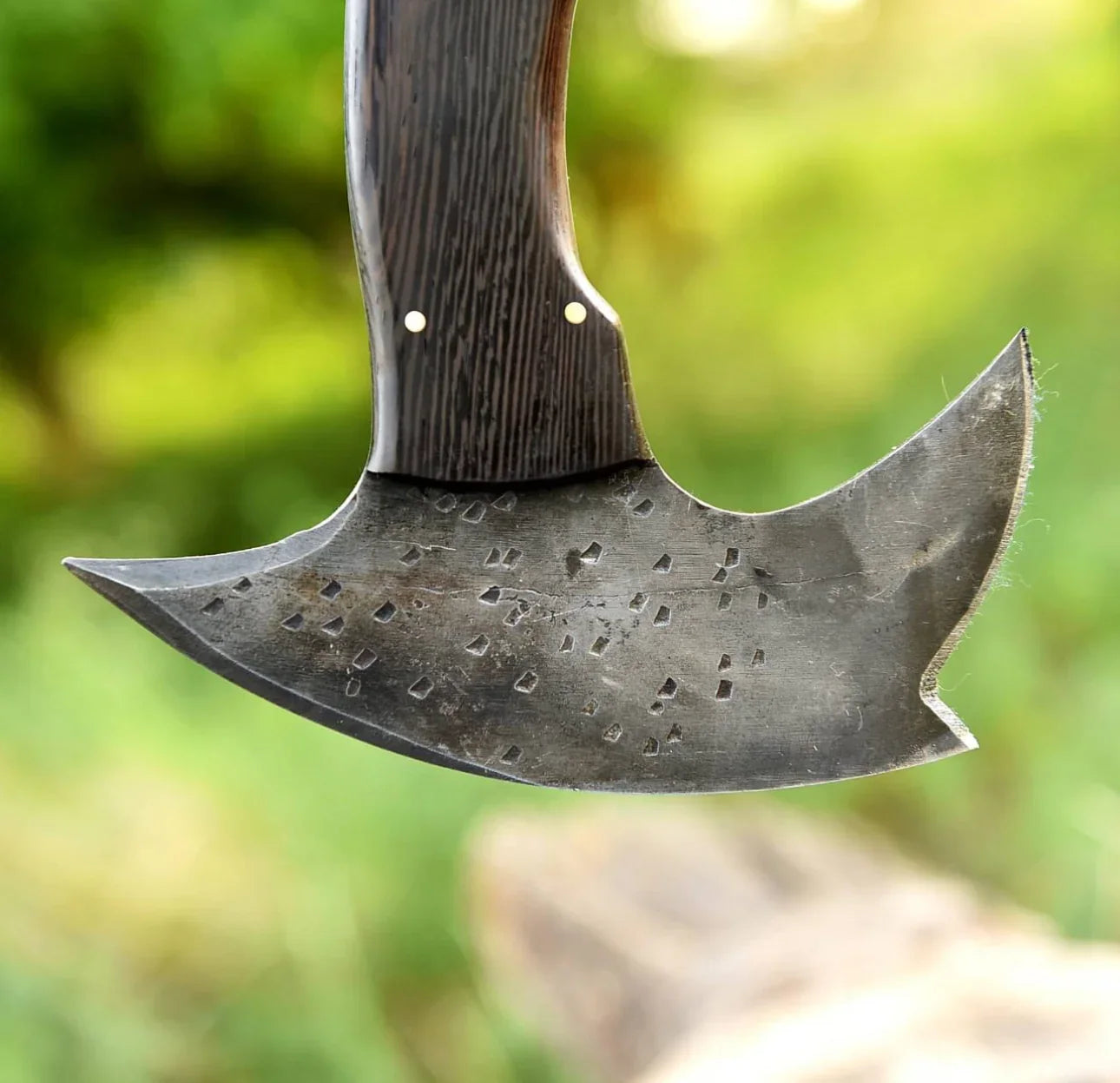 Handmade Chromium Steel Knife with Carved Wooden Handle