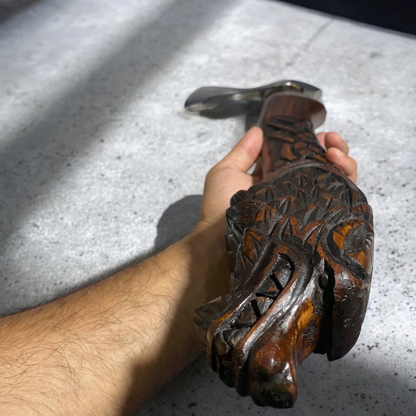 Handmade Viking-Inspired Axe with Etched Head, Handcrafted Handle & Leather Sheath