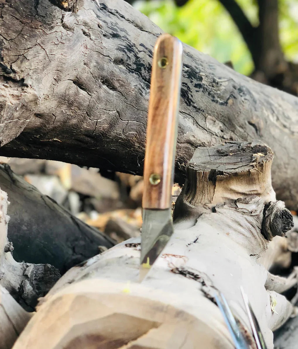 Handmade Pocket-Size Throwing Knife with Spring Steel Blade & Wooden Handle