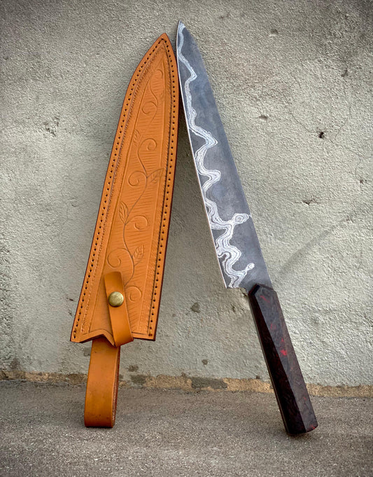 Single Layer Damascus Steel Chef Knife – Hand-Forged Kitchen Essential