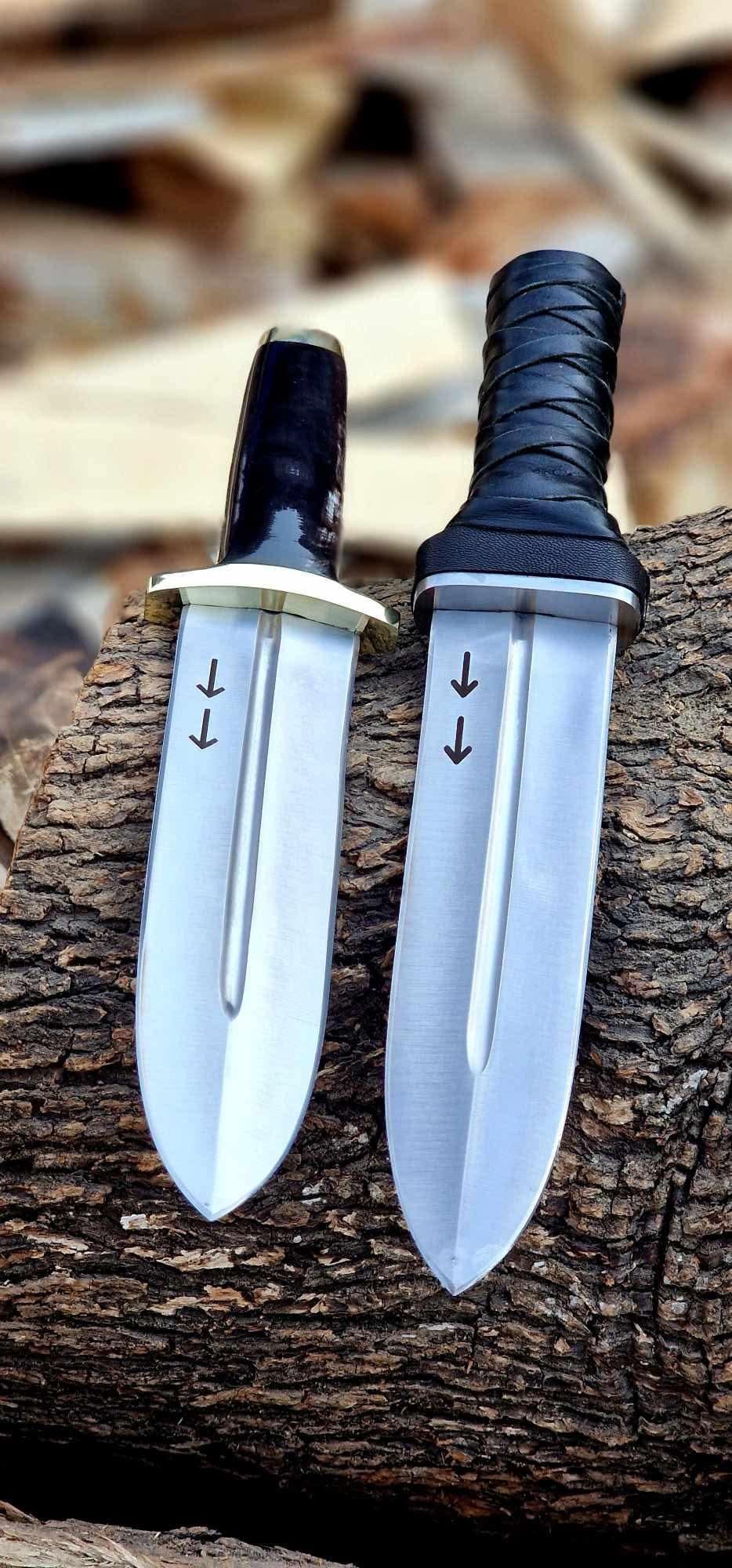 Pair of 2 Handmade 12” 1095 Steel Bowie-Style Hunting Knives