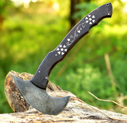 Handmade Chromium Steel Knife with Carved Wooden Handle