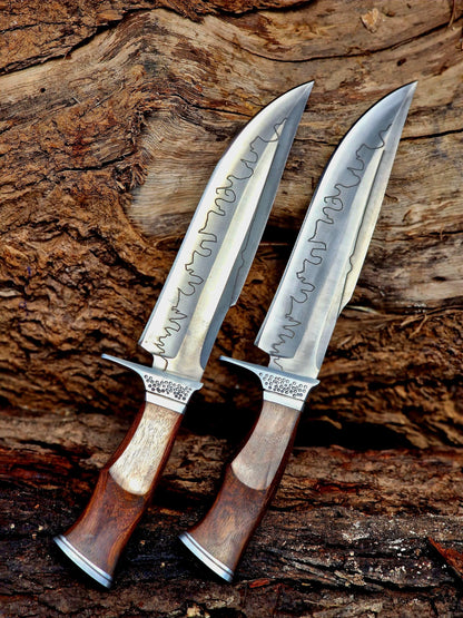 Premium Handcrafted Stainless Steel Outdoor Utility Knife Set with Wooden Handles – 2 Pieces