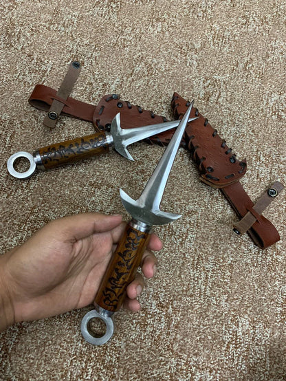 Pair of Handmade Anime-Inspired Throwing Kunai with Engraved Handles