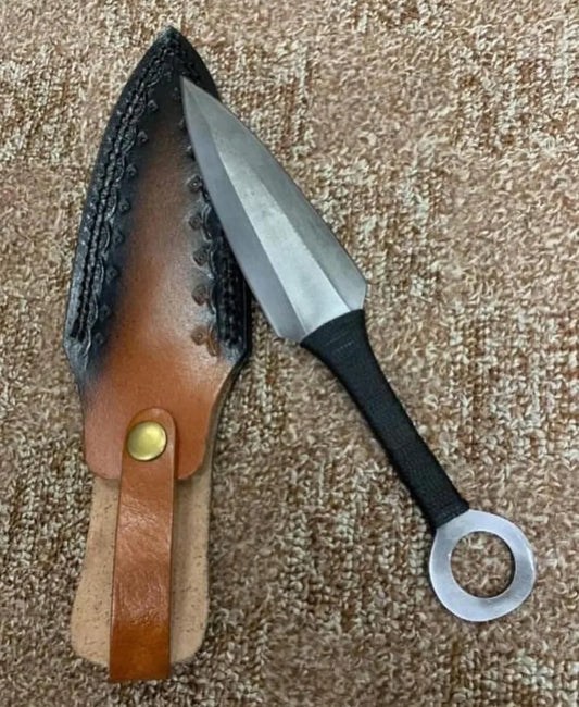 Handmade 1095 Steel Throwing Knife with Wrapped Handle