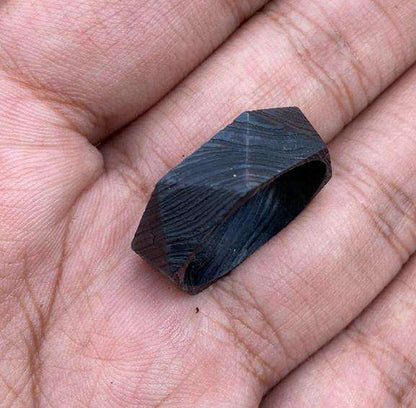 Handcrafted Geometric Black Wooden Ring