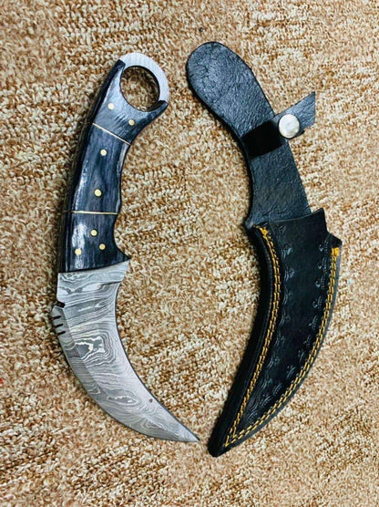 Hand-Forged Damascus Steel Karambit Knife with Sheath