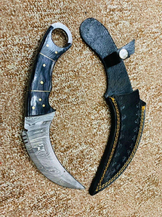 Hand-Forged Damascus Steel Karambit Knife with Sheath