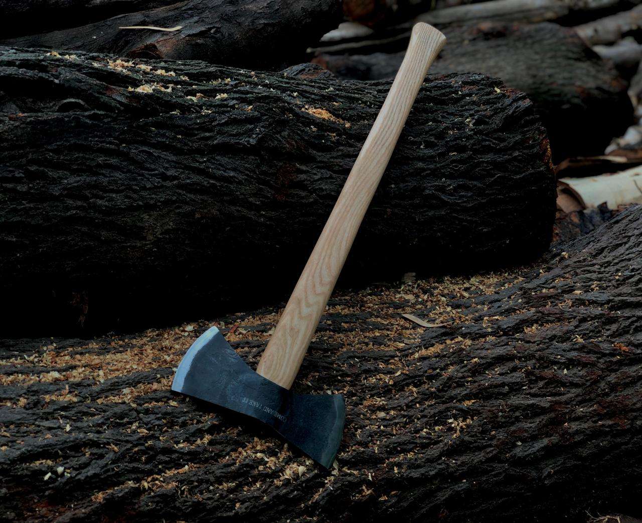 Hand-Forged Felling Axe with Ash Wood Handle & Leather Sheath