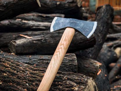 Hand-Forged Felling Axe with Ash Wood Handle & Leather Sheath