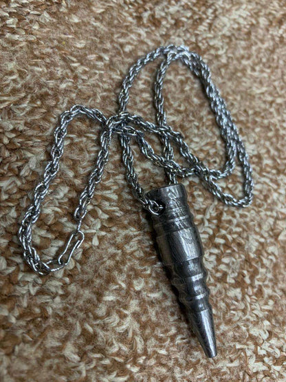 Handmade Damascus Steel Spike Pendant Necklace with Rope Chain