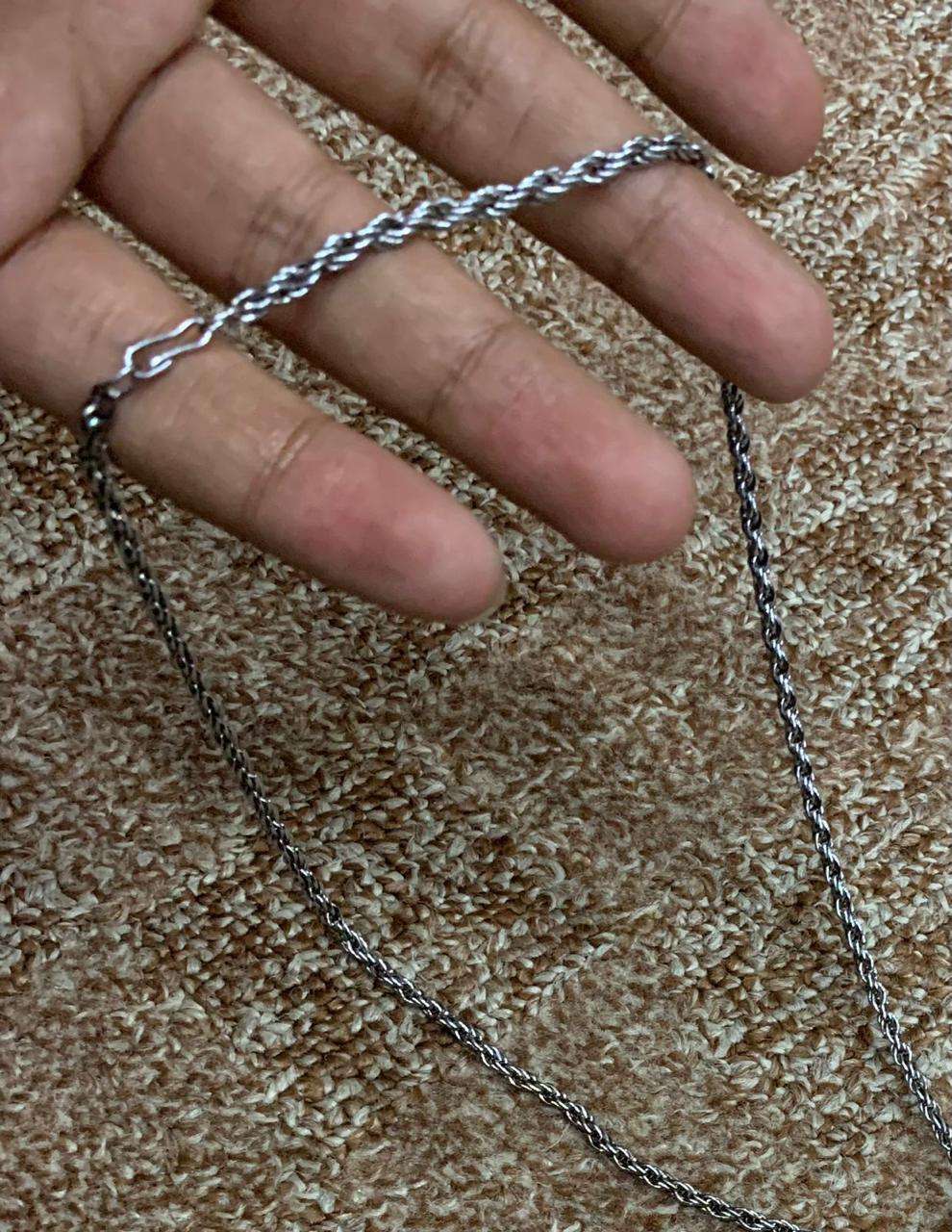 Handmade Damascus Steel Spike Pendant Necklace with Rope Chain