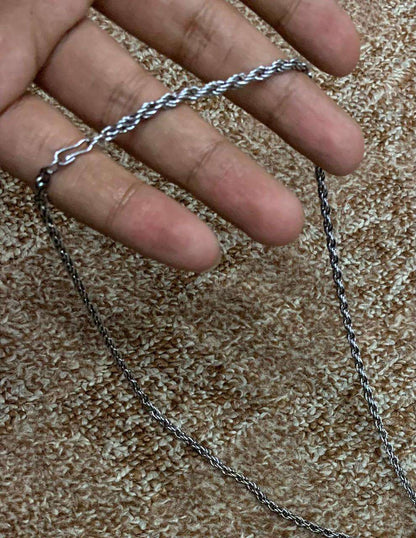 Handmade Damascus Steel Spike Pendant Necklace with Rope Chain