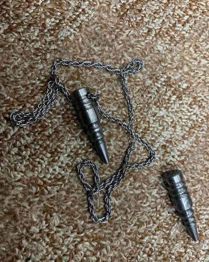 Handmade Damascus Steel Spike Pendant Necklace with Rope Chain