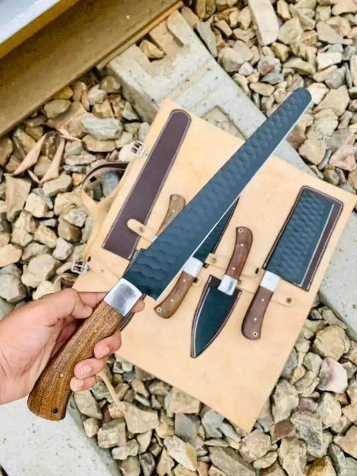 Hand-Forged 5-Piece Kitchen Knife Set with Leather Roll