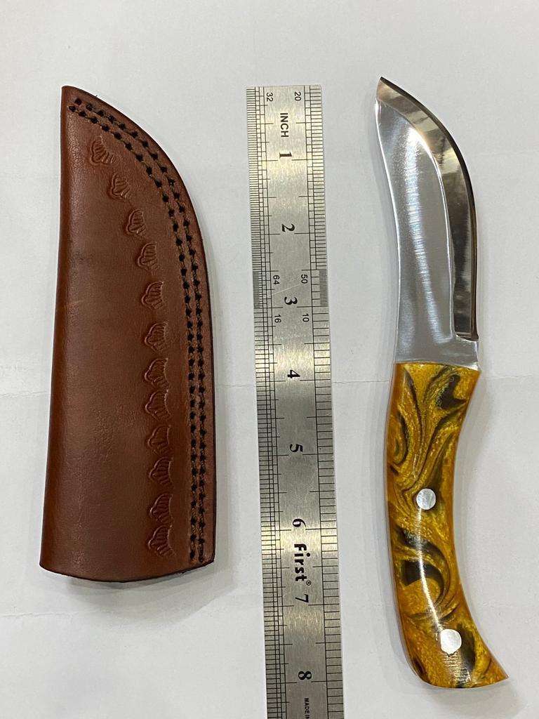 Handcrafted Fixed Blade Knife with Custom Resin Handle & Sheath