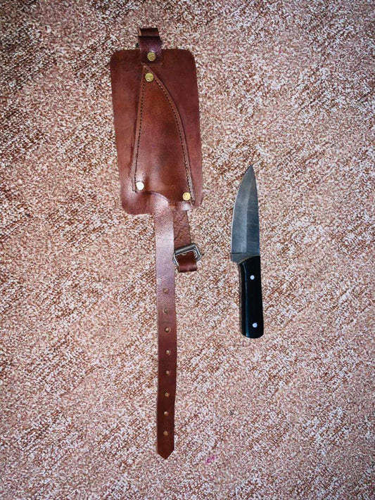 Rugged Full Tang Bushcraft Knife with Custom Leather Sheath