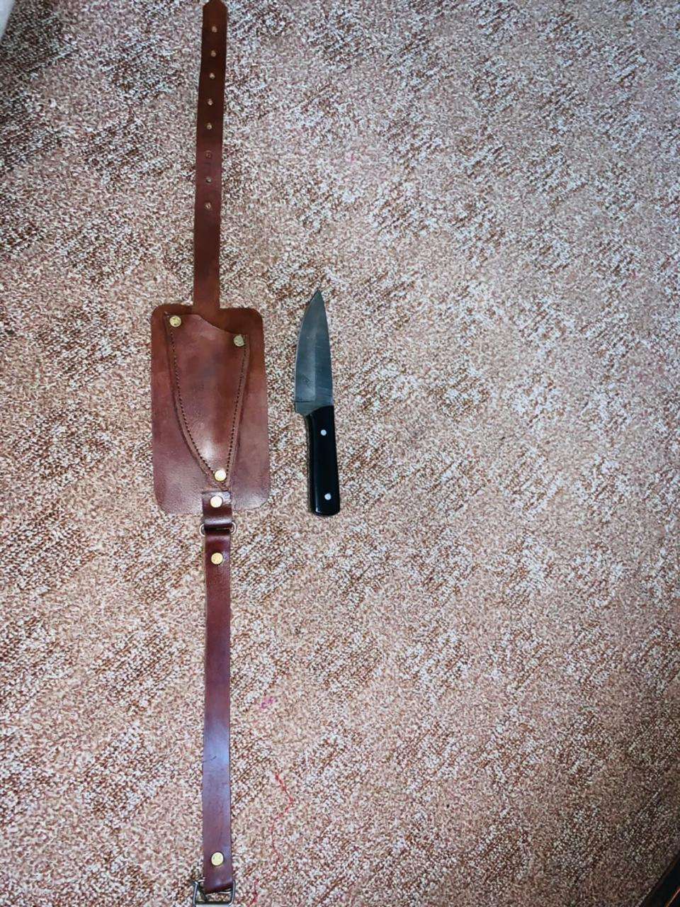 Rugged Full Tang Bushcraft Knife with Custom Leather Sheath