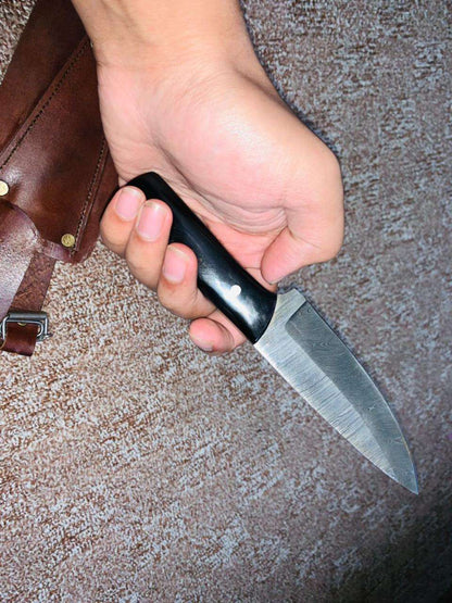 Rugged Full Tang Bushcraft Knife with Custom Leather Sheath