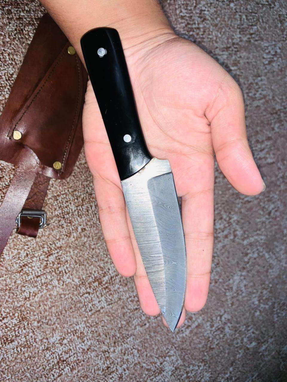 Rugged Full Tang Bushcraft Knife with Custom Leather Sheath