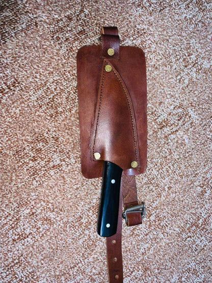 Rugged Full Tang Bushcraft Knife with Custom Leather Sheath