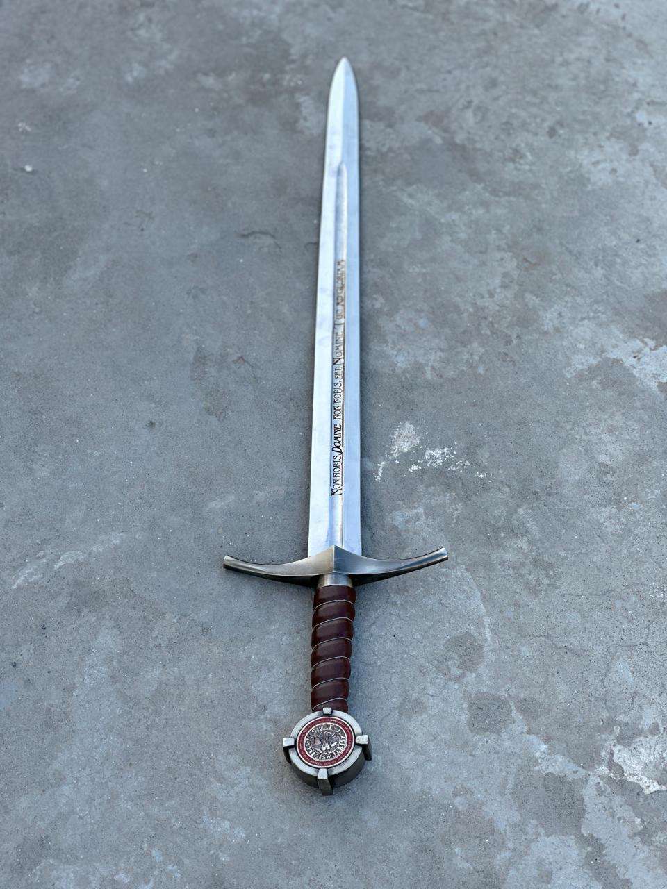 Hand-Forged Medieval Longsword with Leather-Wrapped Scabbard