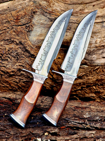 Premium Handcrafted Stainless Steel Outdoor Utility Knife Set with Wooden Handles – 2 Pieces