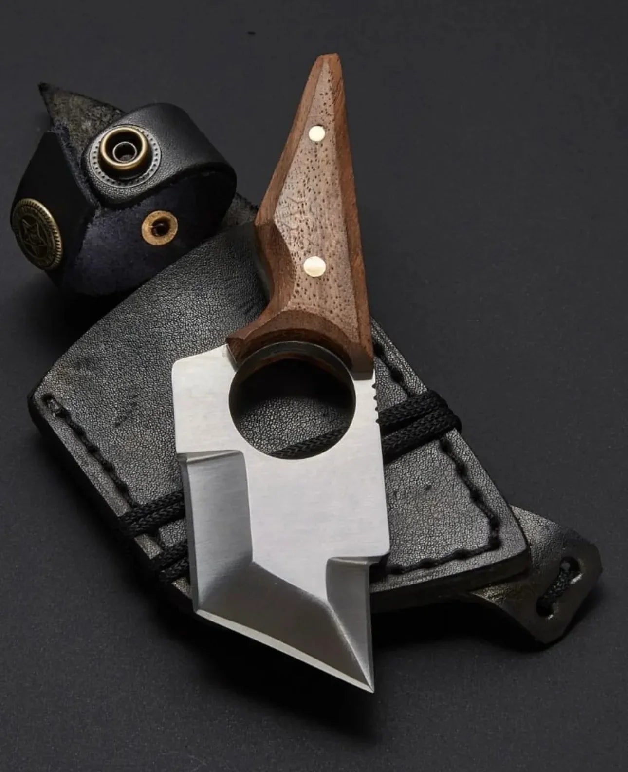 Handmade EDC Knife with 440C Steel Blade & Rosewood Handle