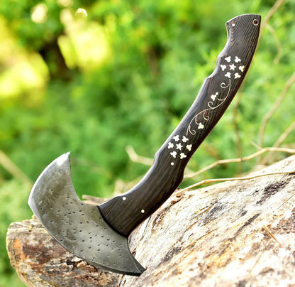 Handmade Chromium Steel Knife with Carved Wooden Handle