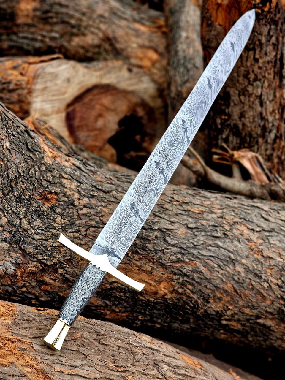 Hand-Forged Damascus Steel Medieval Sword