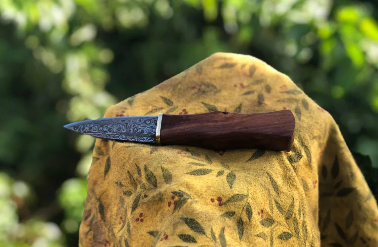 8” Handmade Damascus Steel EDC Knife with Rosewood Handle