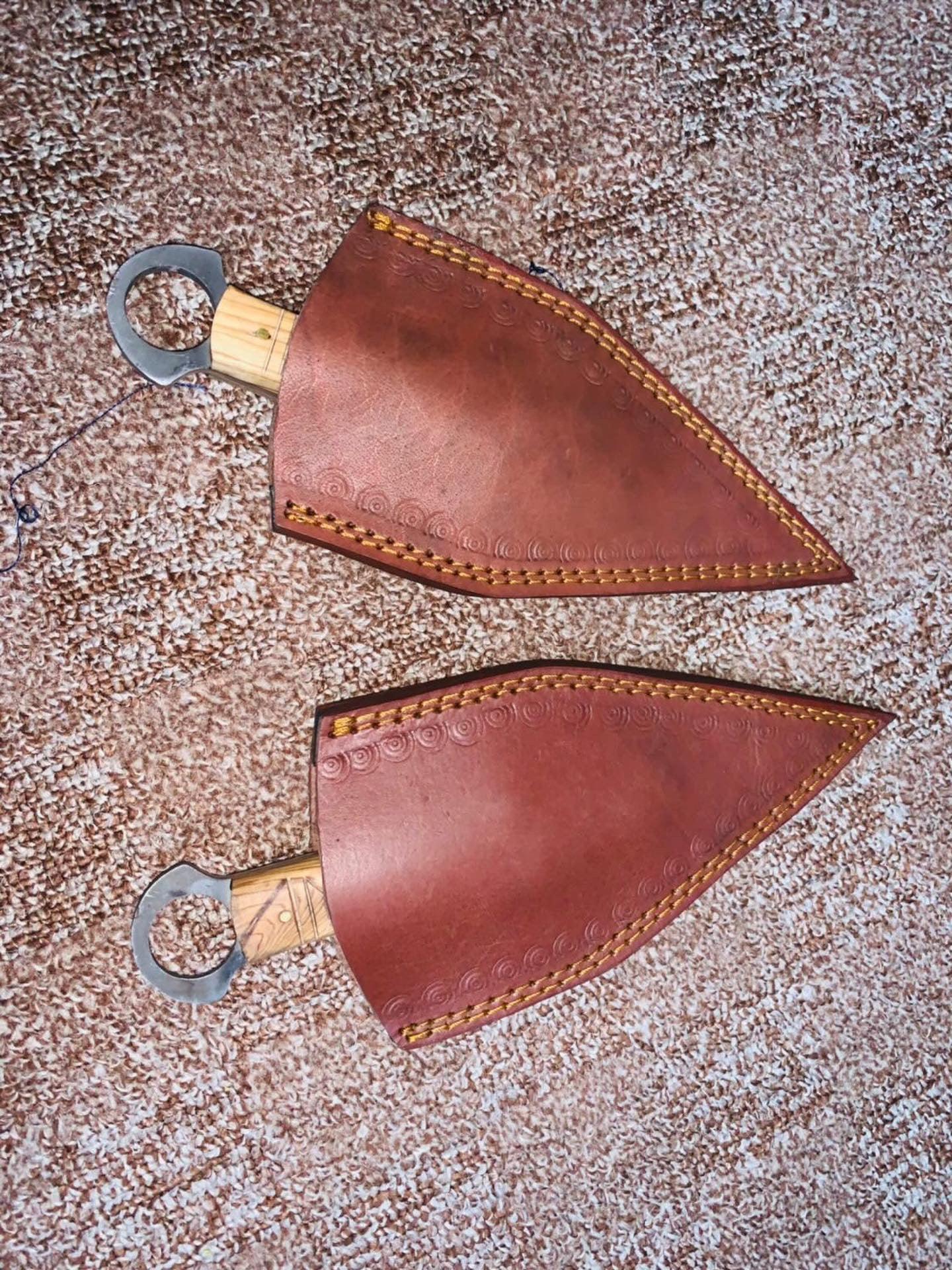 Handmade 10” Throwing Knives with 1095 Steel Blades & Engraved Wooden Handles – Anime Style