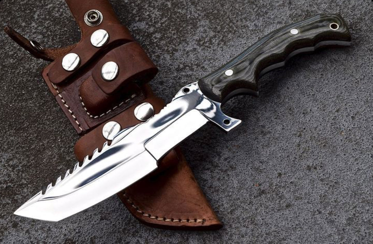 Handmade Tracker Knife with 1095 Steel Blade – High-Polished Finish