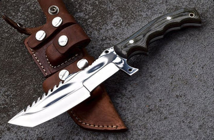 Handmade Tracker Knife with 1095 Steel Blade – High-Polished Finish