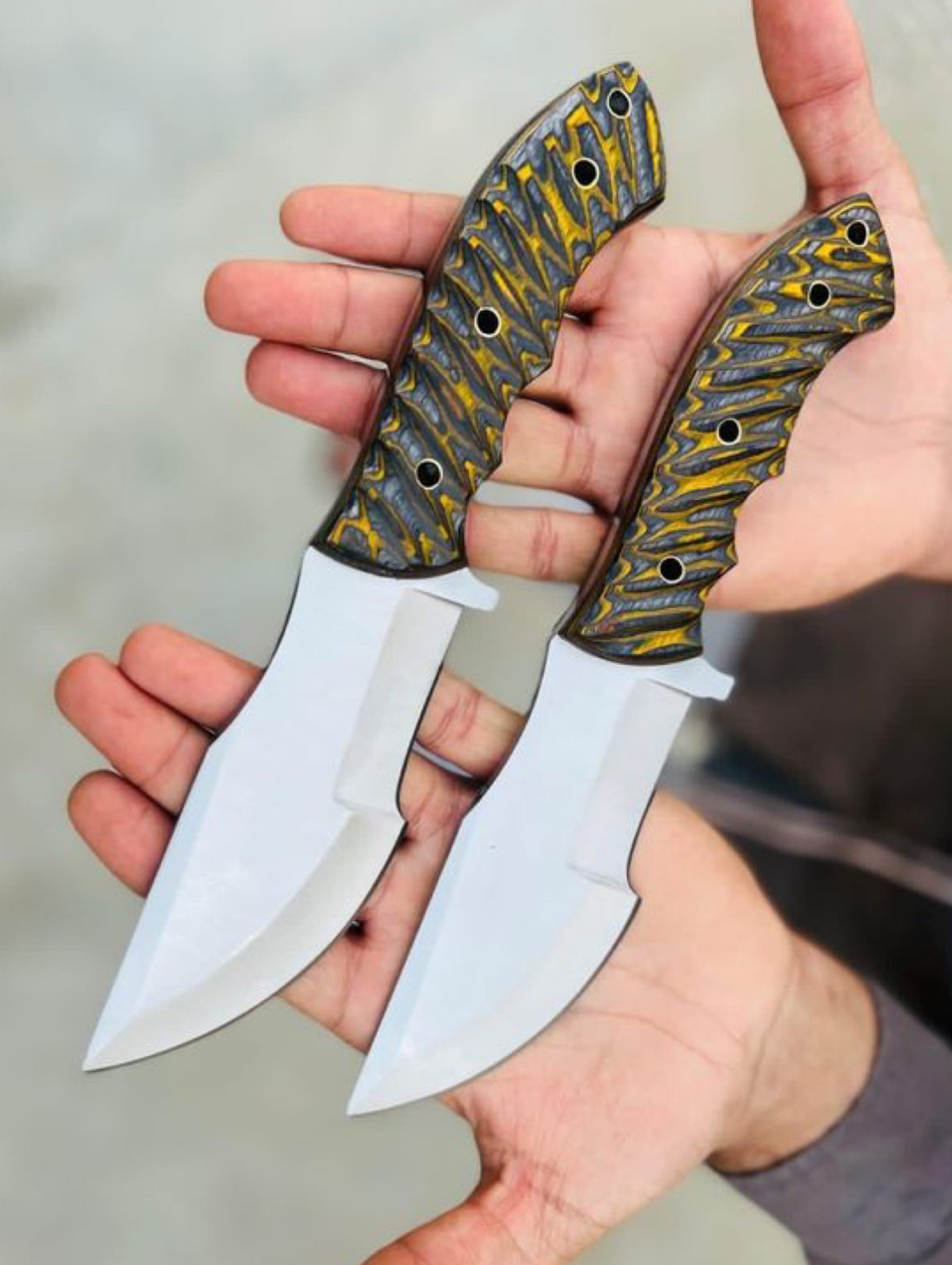 Handmade J2 Steel Tracker Knives – Pair of 2 with Sheaths