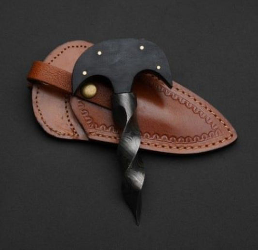 Handmade Push Dagger with Black Powder-Coated Blade