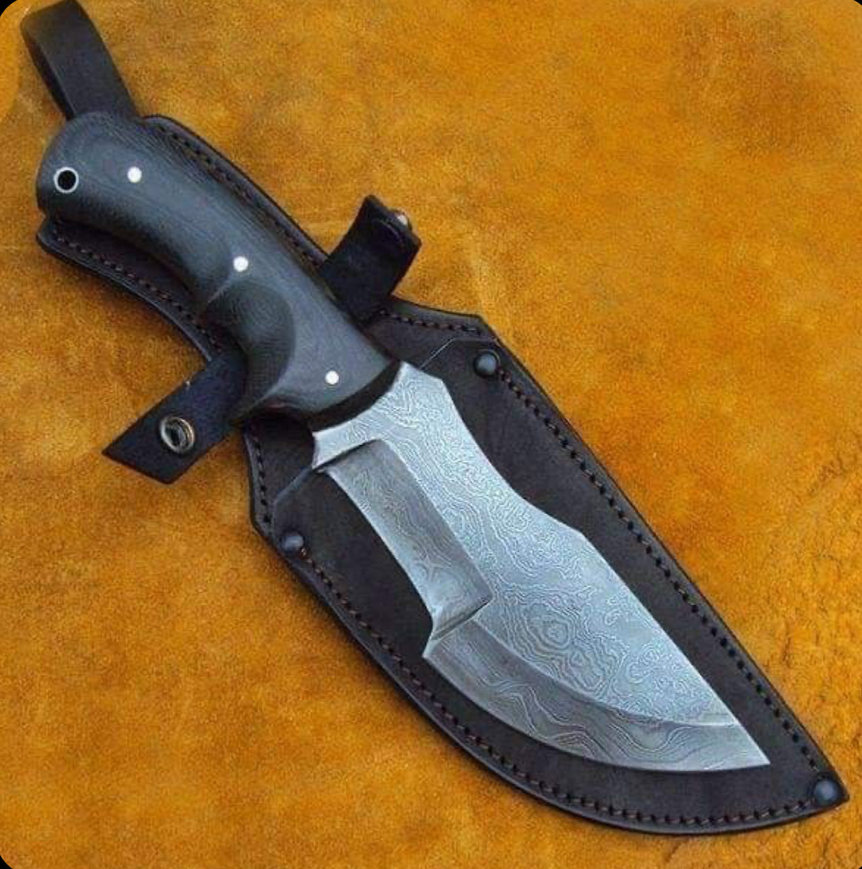 Handmade Damascus Steel Tracker Knife with Micarta Handle