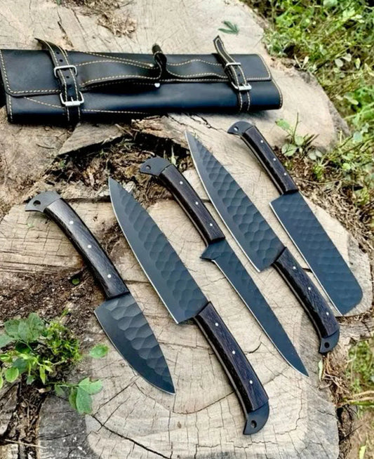 5-Piece Kitchen Knife Set – Black Powder-Coated Blades with Ergonomic Handles