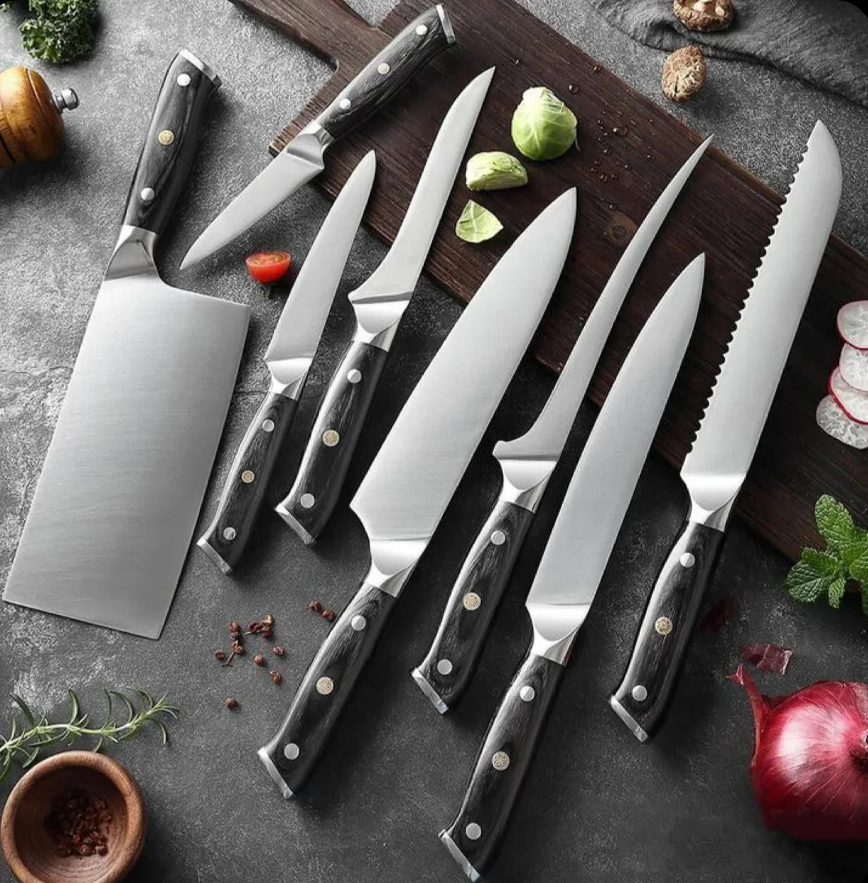 Set of 8 Handmade Chef Knives – Complete Kitchen Knife Collection