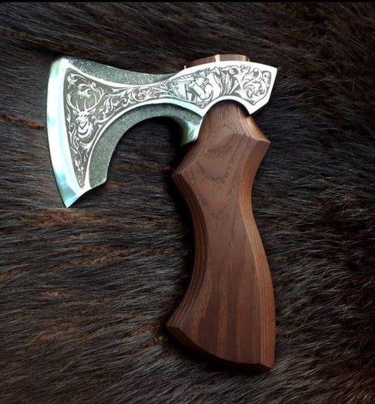 Handmade Viking-Style Mini Axe – 1095 Steel Head & Wooden Handle