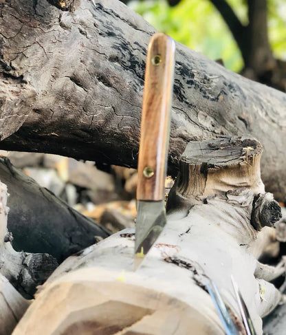 Handmade Pocket-Size Throwing Knife with Spring Steel Blade & Wooden Handle